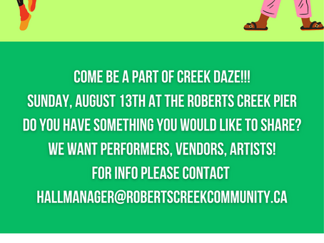 Calling for youth participation at Creek Daze!
