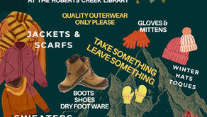 Winter clothing rack at the Library!