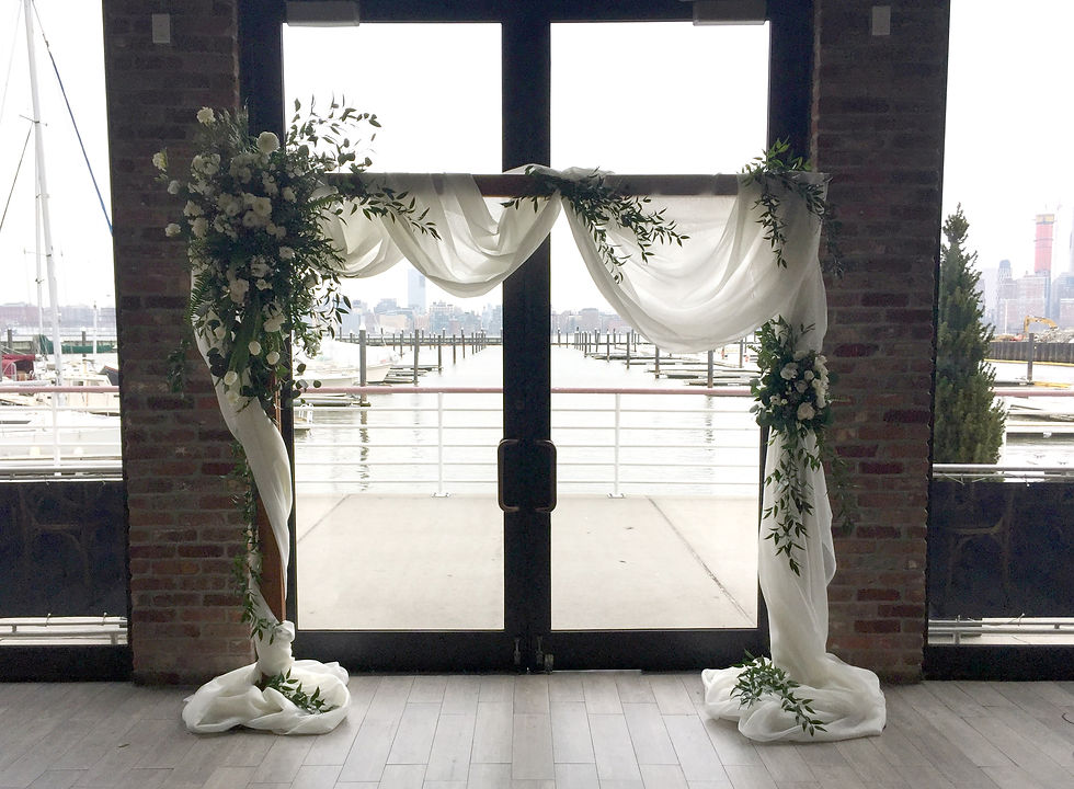 Fabric draped arch
