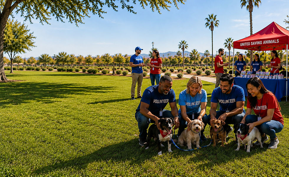 Volunteers at a fundraising event in the park.