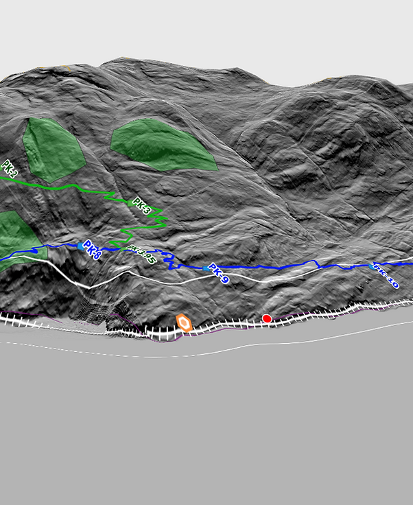 exemple de cartographie et géomatique d'une montagne de sentiers forestiers