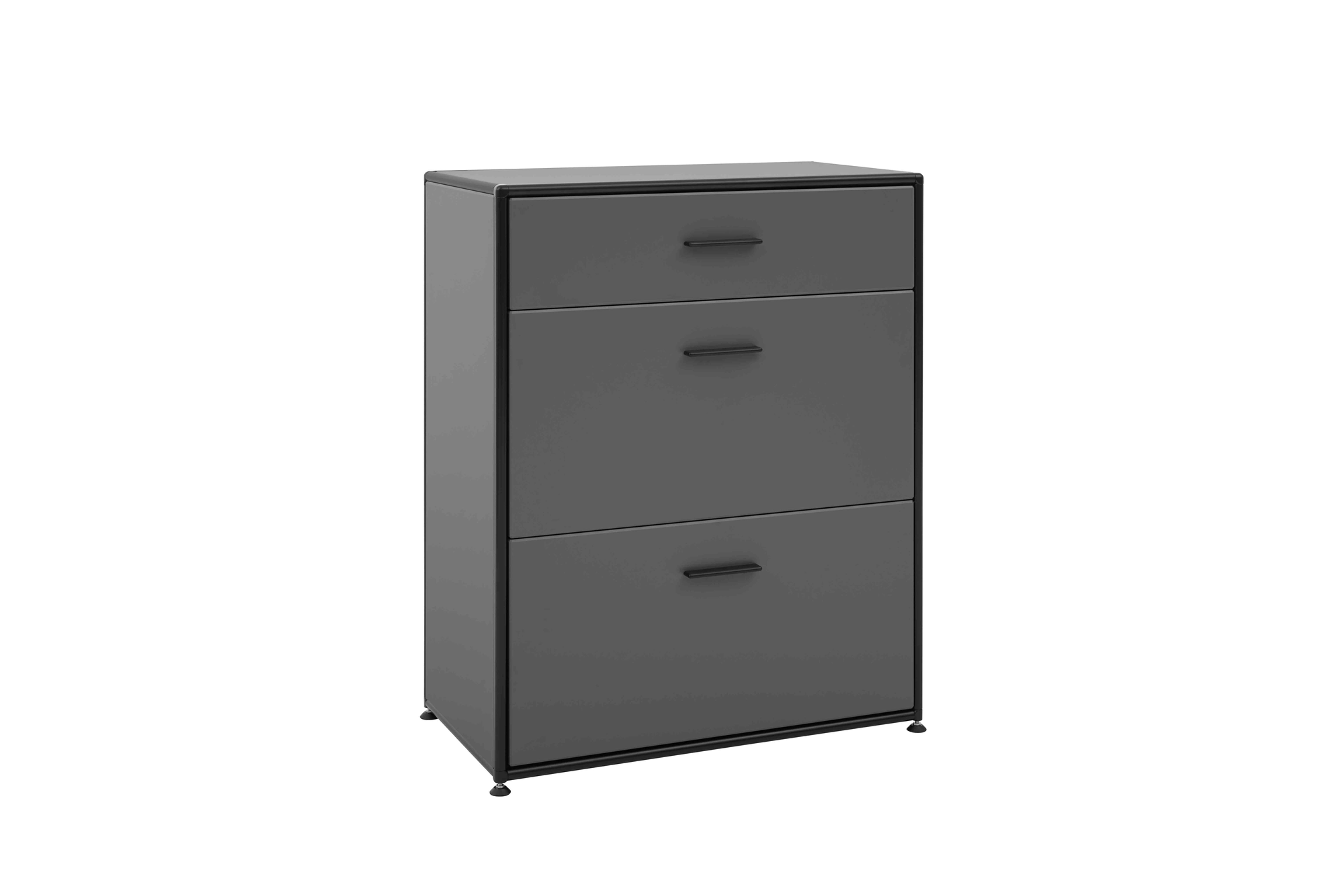 Highboard, Black Edition, Grau, Schubladen
