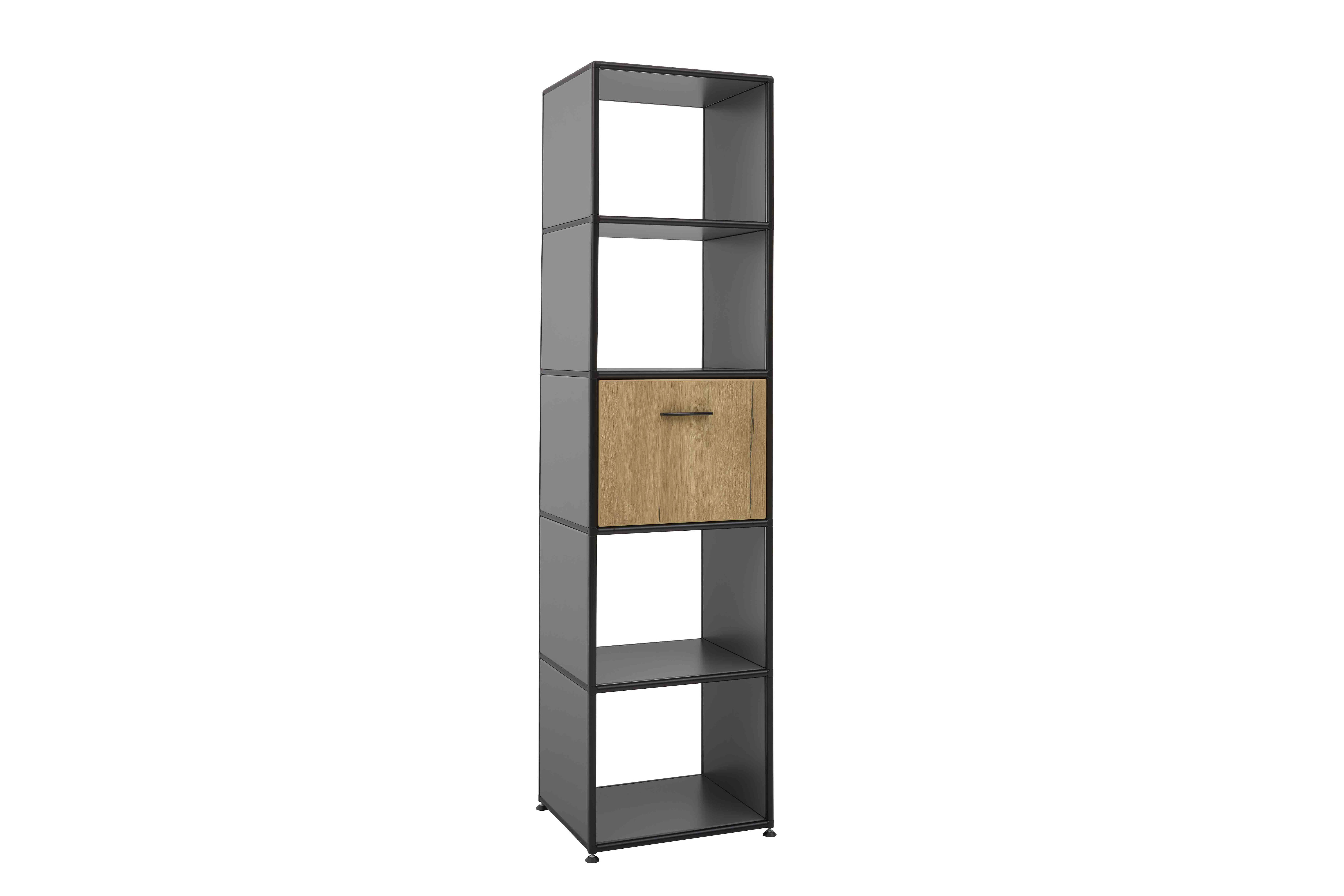 Schrank, Regal, Holz, Black Edition, Grau, Schublade