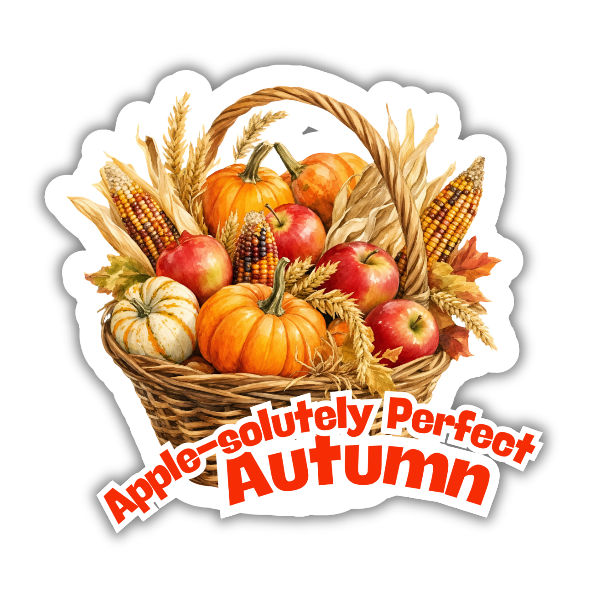 "Apple-solutely Perfect Autumn" Harvest Basket Sticker – September Cozy Series
