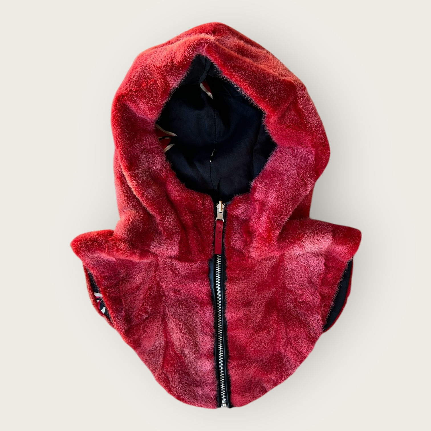 reversible travel hoodie - upcycled mink fur, refined