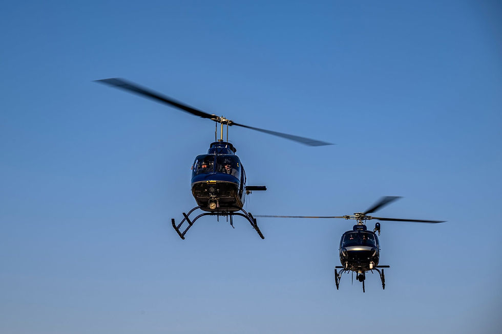 Two helicopters in formation