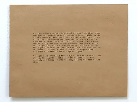 a manilla envelope with a descriptive text typed onto it