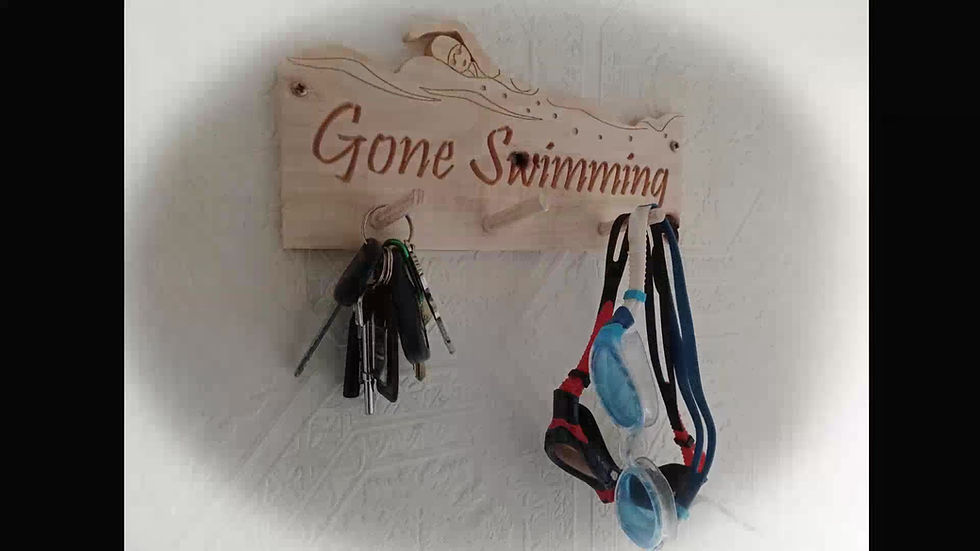 Thumbnail: Gone Swimming Key Holder Sign for Swimmers Keys Car Keys Hook