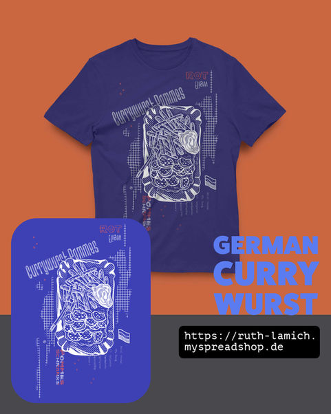 t-shirt design, German, currywurst, souvenir