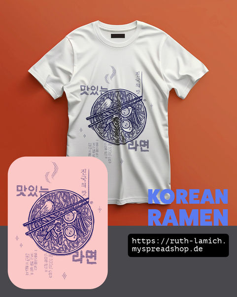 t-shirt design, korean, ramen, ramyeon