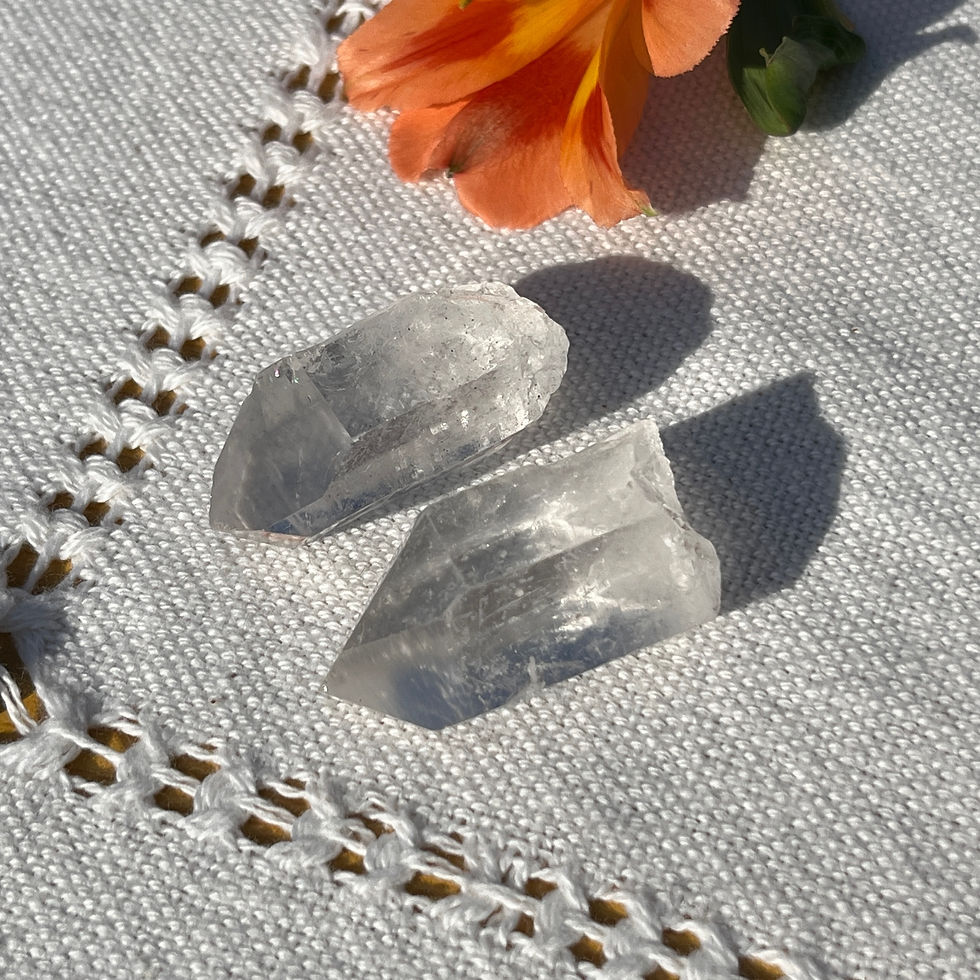 Pair of clear quartz crystal points