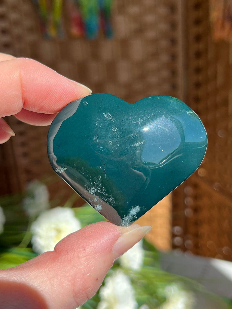 Moss agate heart