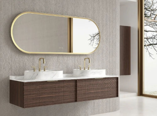 Meuble de salle de bain avec vasque et miroir LED