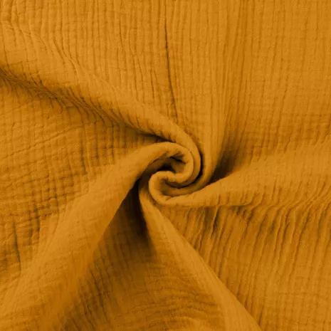 Tissu double gaze de coton ocre