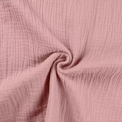 Tissu double gaze de coton vieux rose