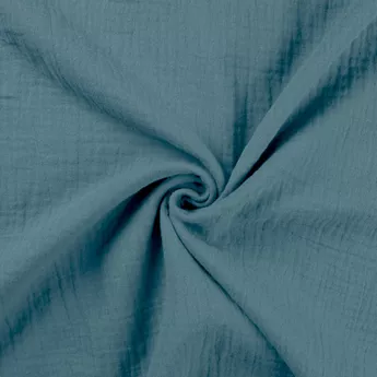 Tissu double gaze de coton bleu gris