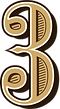 Old timey graphic of the number 3