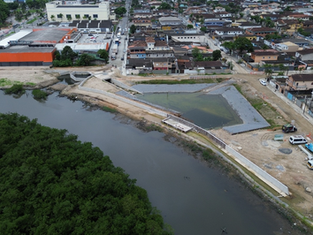 Obras de macrodrenagem do Rio Santo Amaro são retomadas em Guarujá, cumprindo compromisso assumido