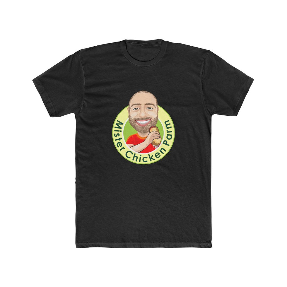 Thumbnail: Mister Chicken Parm Men's Cotton Crew Tee (Fun Yellow Logo Colors)