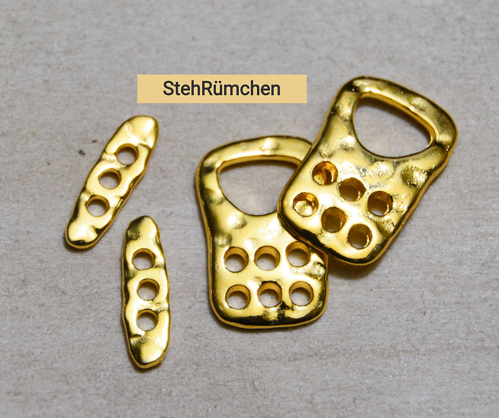 Knebelverschluss nickelfrei gold 2cm Hammerschlag-Optik Set aus Knebel und Öse