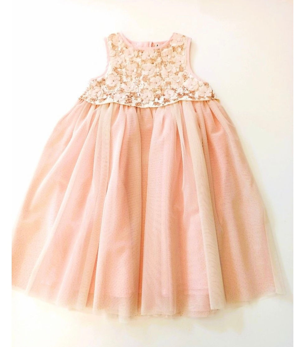 Miniatura: Vestido niña con bordado de flores y lentejuela 