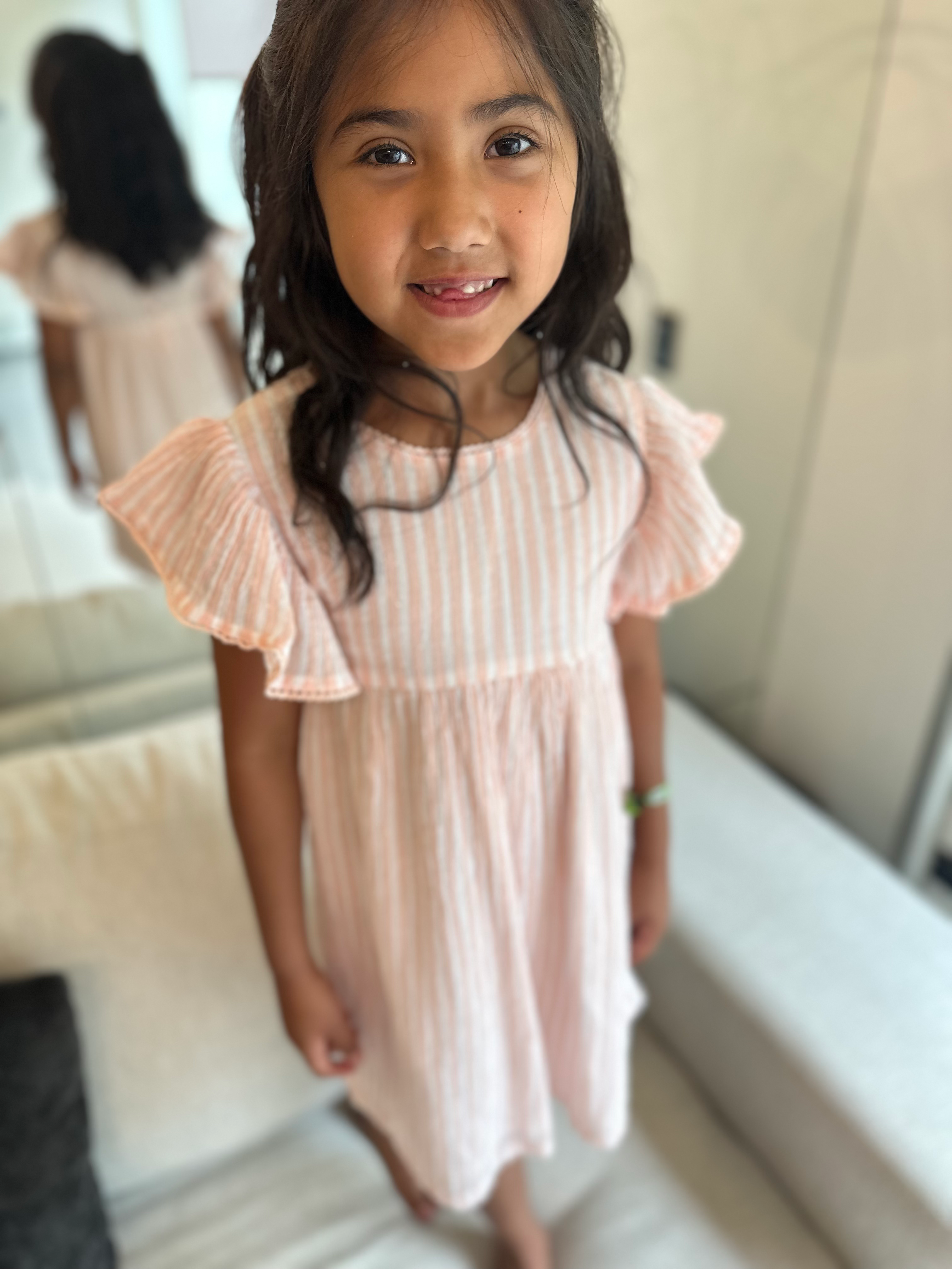 Vestido niña crepé salmón 