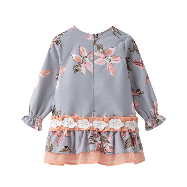 Miniatura: Vestido bebé gris flores 