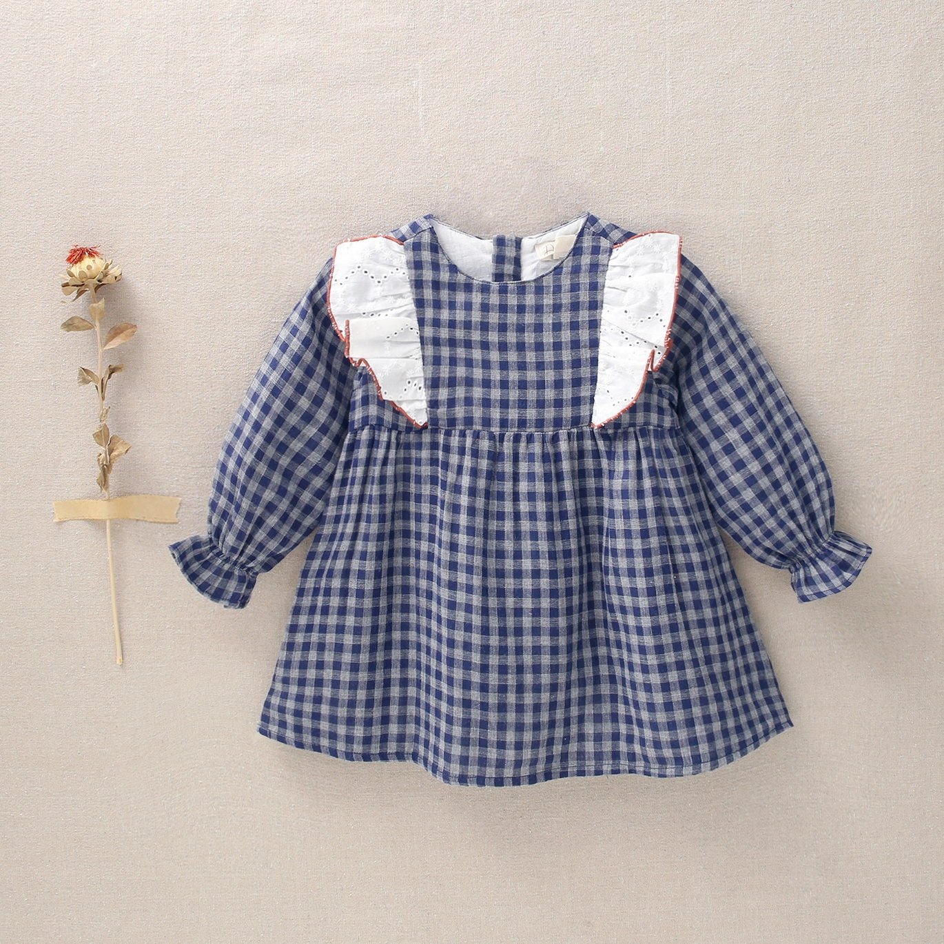 Vestido bebé cuadros azules 