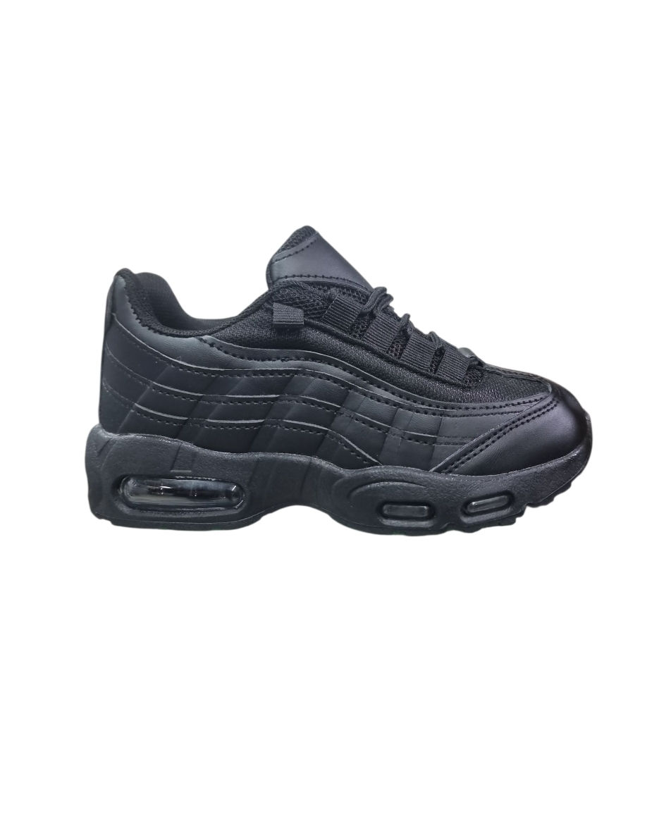 Boys Girls Black Trainers walking running shoes