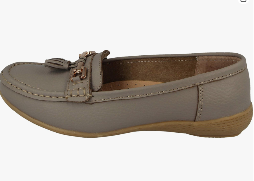 Thumbnail: Jo & Joe Ladies Leather Nautical Loafers Slip-on Shoes Cushioned Ins