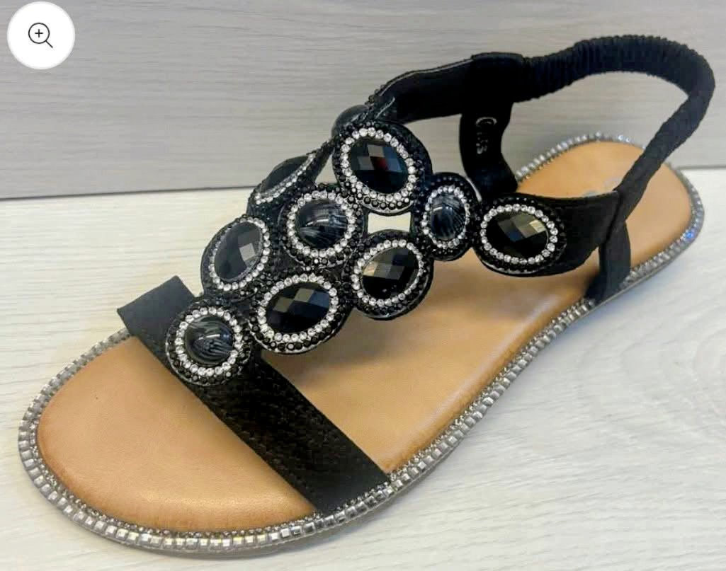Beautiful Black Stone Shining Sandals