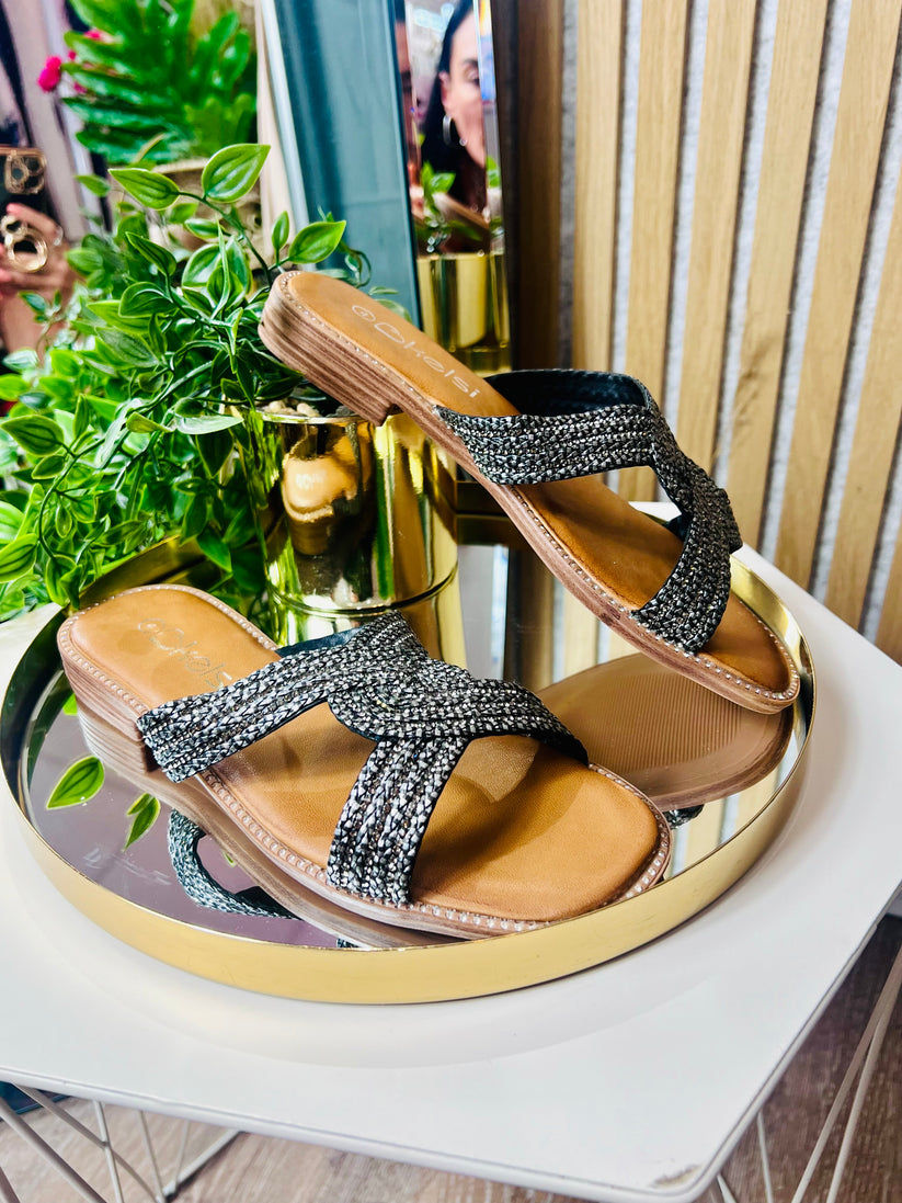 Thumbnail: Ladies Black Slider Sandal