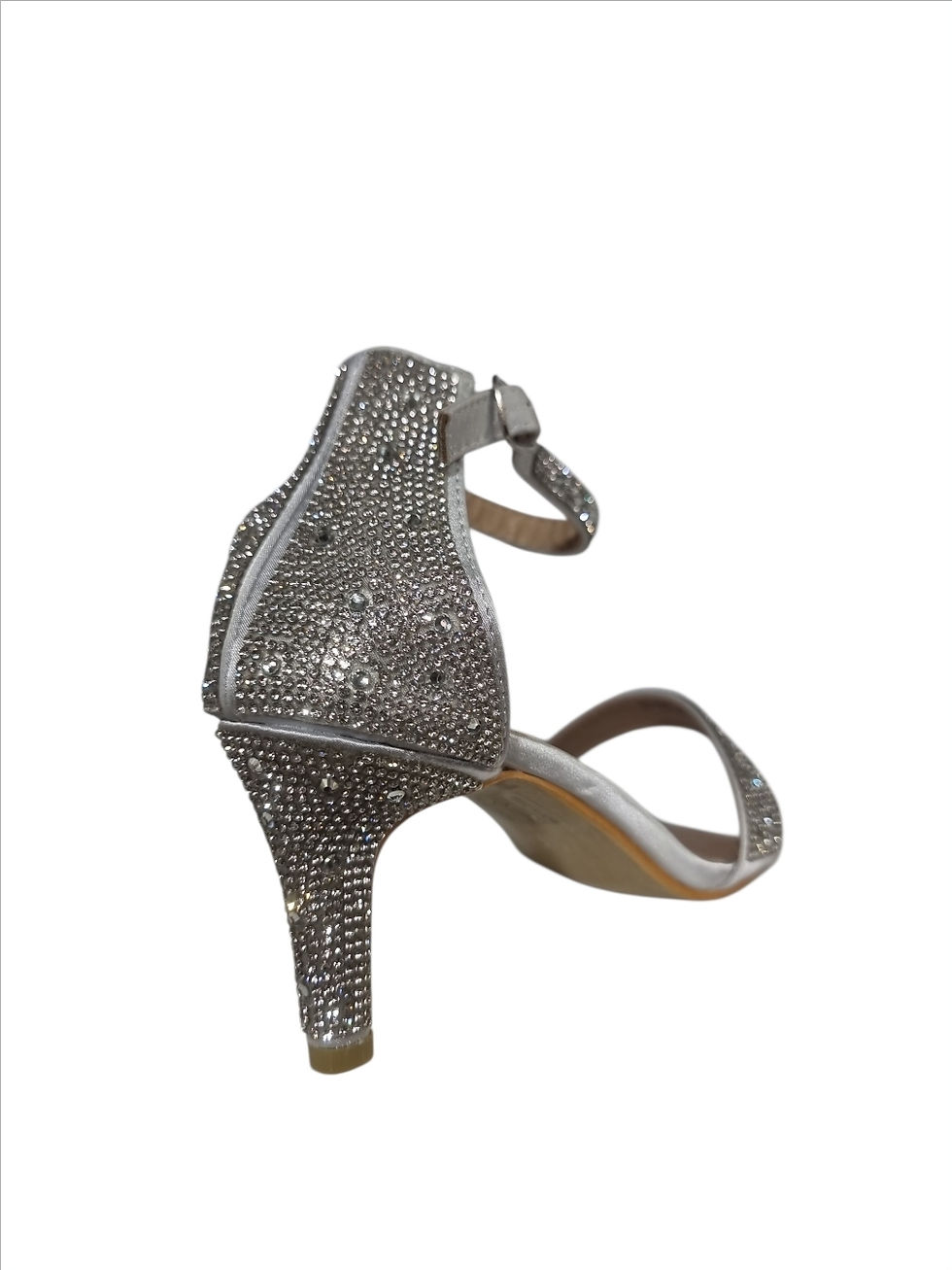 Thumbnail: Silver Glitter Ankle Strap Heel Party Wedding Diamante Going Out
