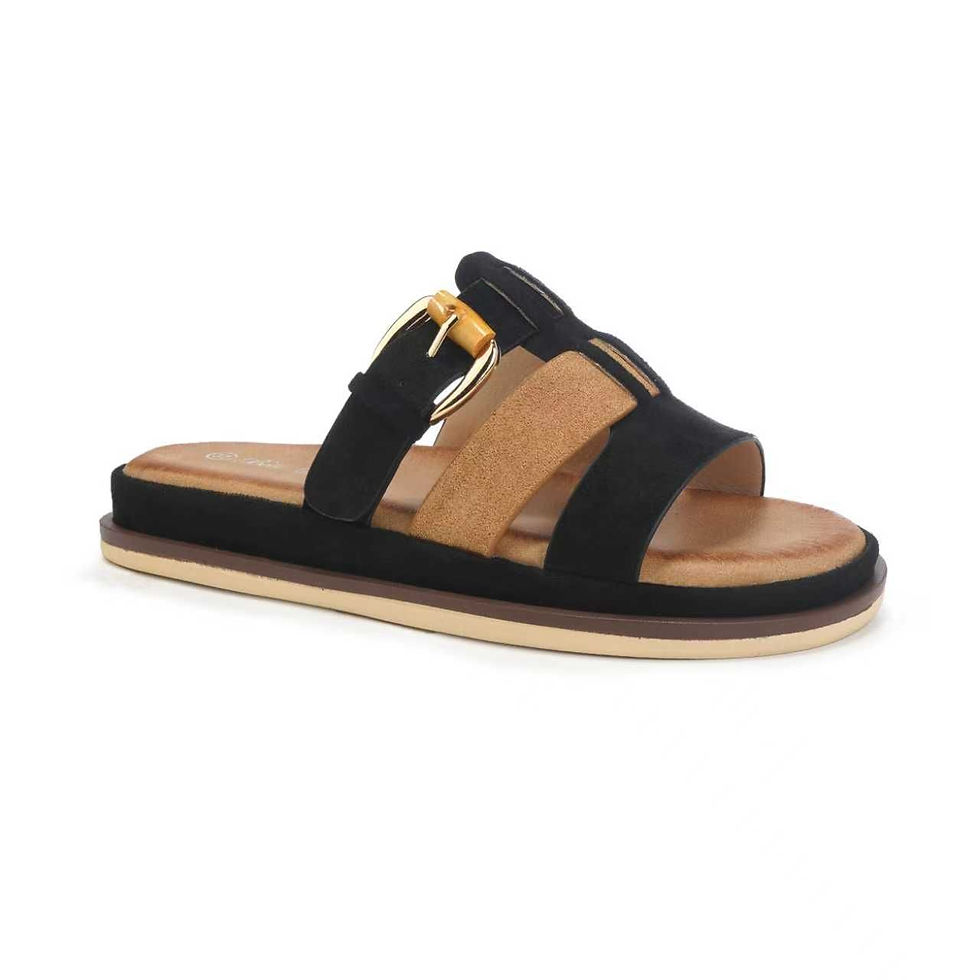 Thumbnail: Black Celeste Slides Sandals