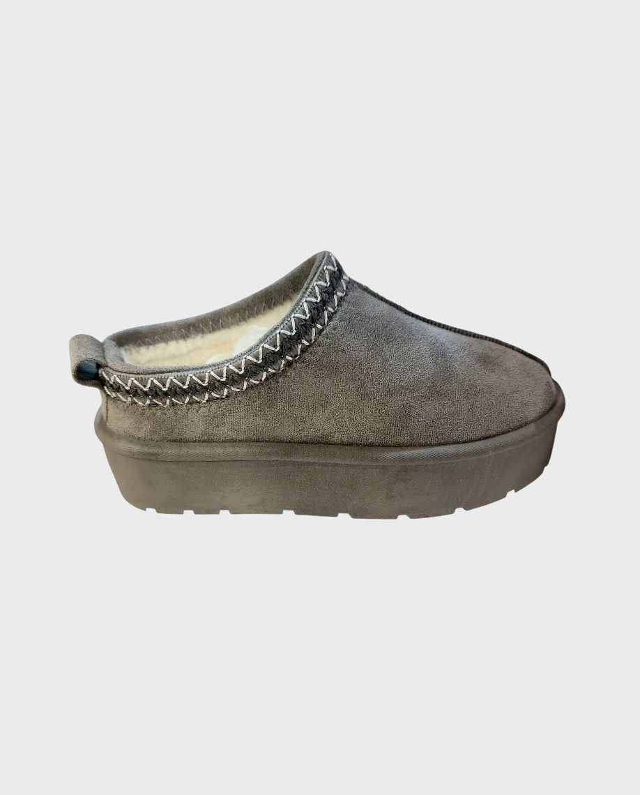 Thumbnail: Grey Platform Faux Suede Ankle Indoor Outdoor Ladies Boots