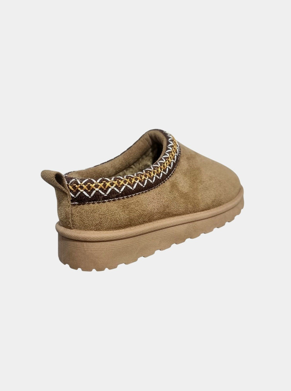 Thumbnail: Women's Khaki Cosy Comfy with fur Indoor Outdoor