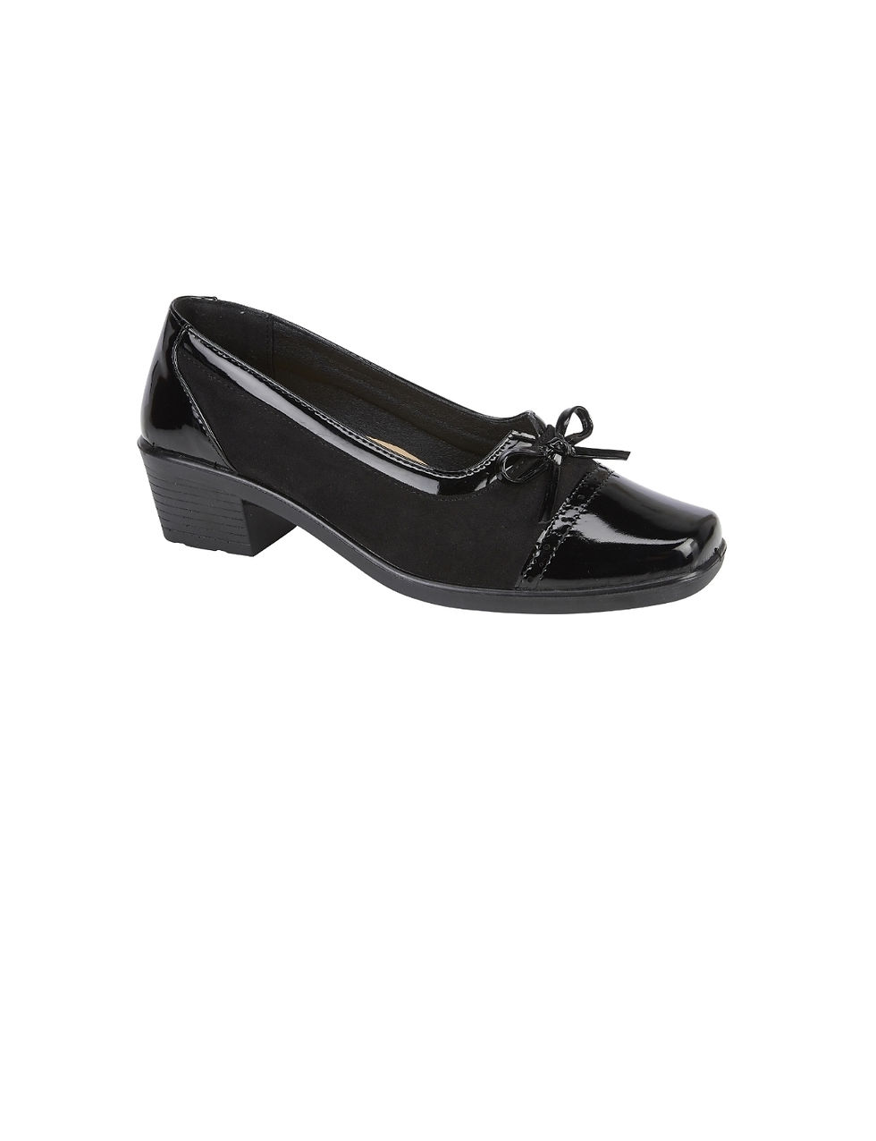 Thumbnail: Womens Easy Slip On Lightweight Smart Formal Shoe with Contrasting Toe CapTrim