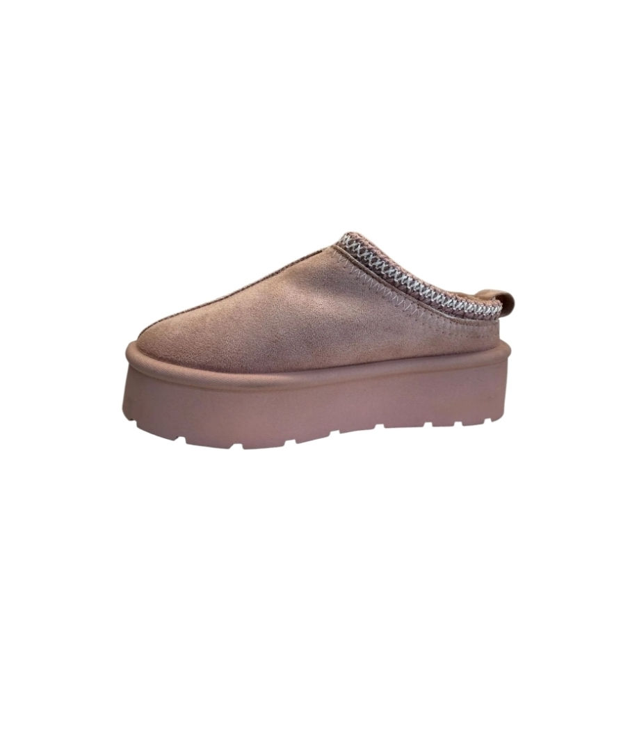Thumbnail: Pink Platform Camel Faux Suede Ankle Indoor Outdoor Ladies Boots
