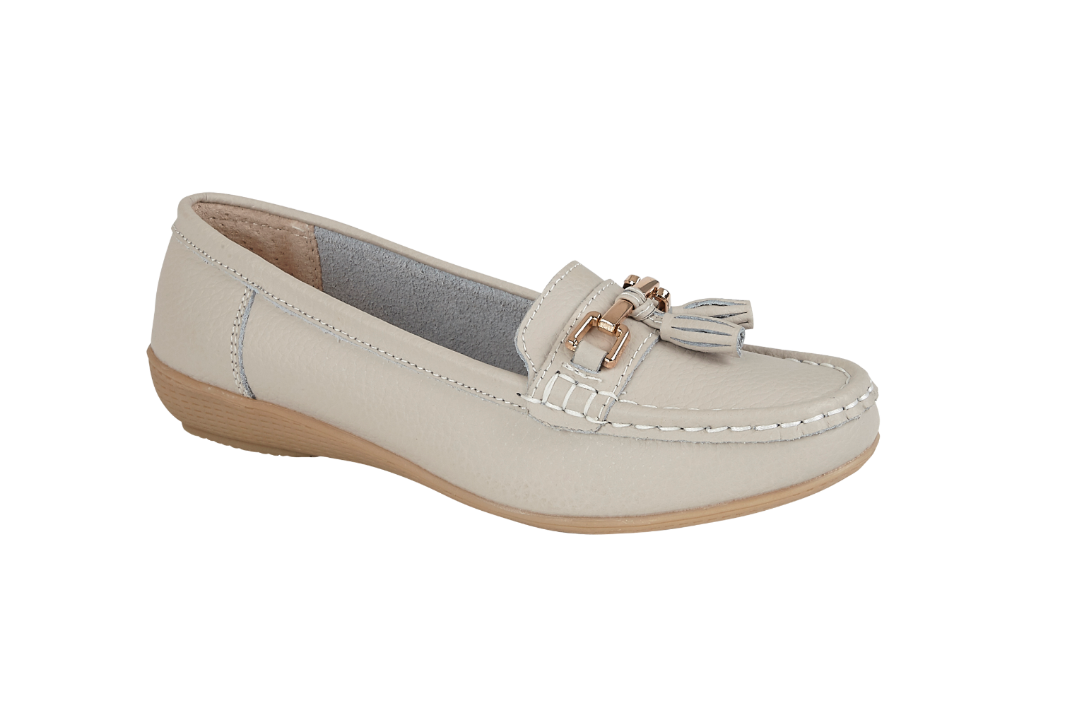 Jo &  Joe Ladies Real Leather Soft Loafers Smoke