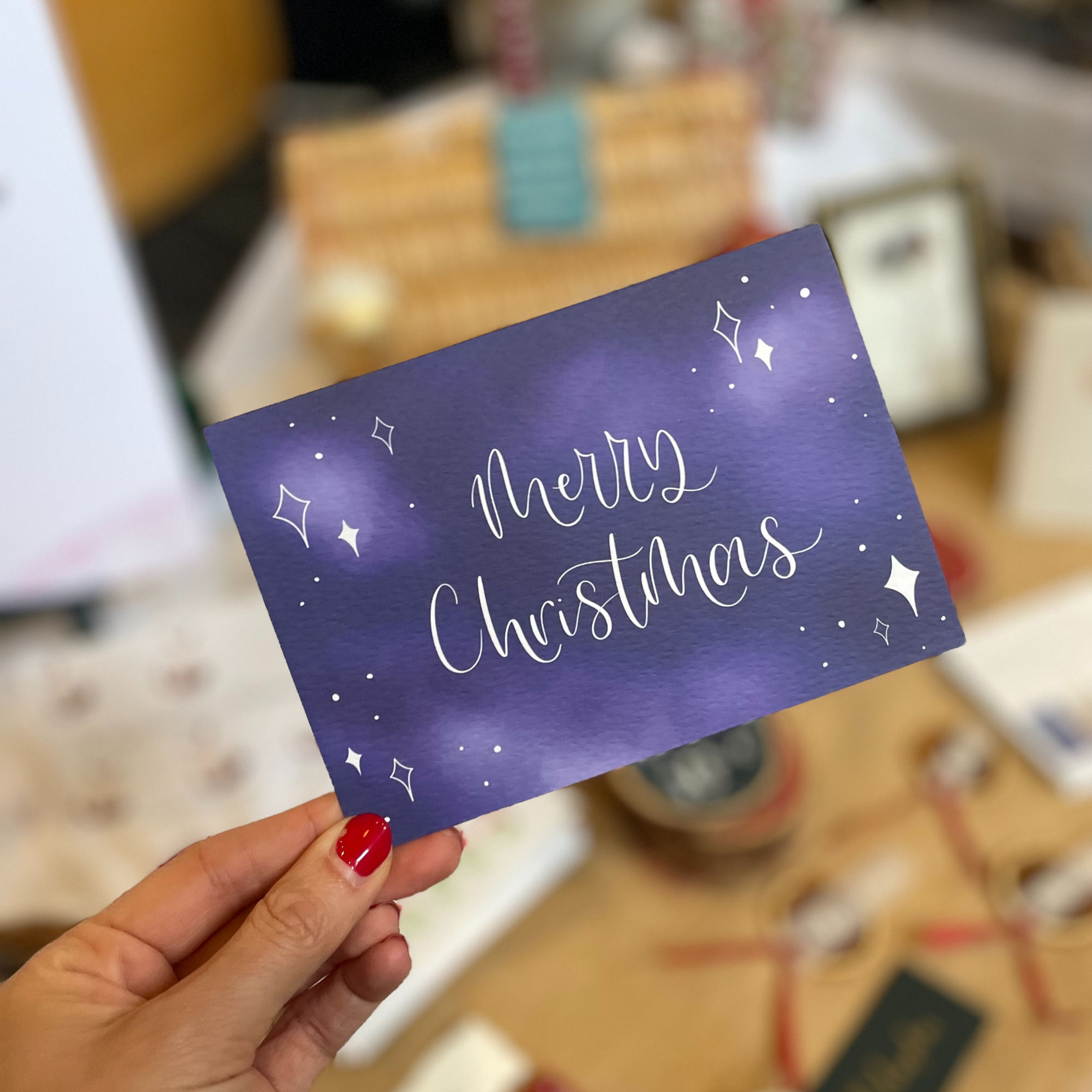 'Merry Christmas' Starry Galaxy Christmas Card - Single, 5 or 10