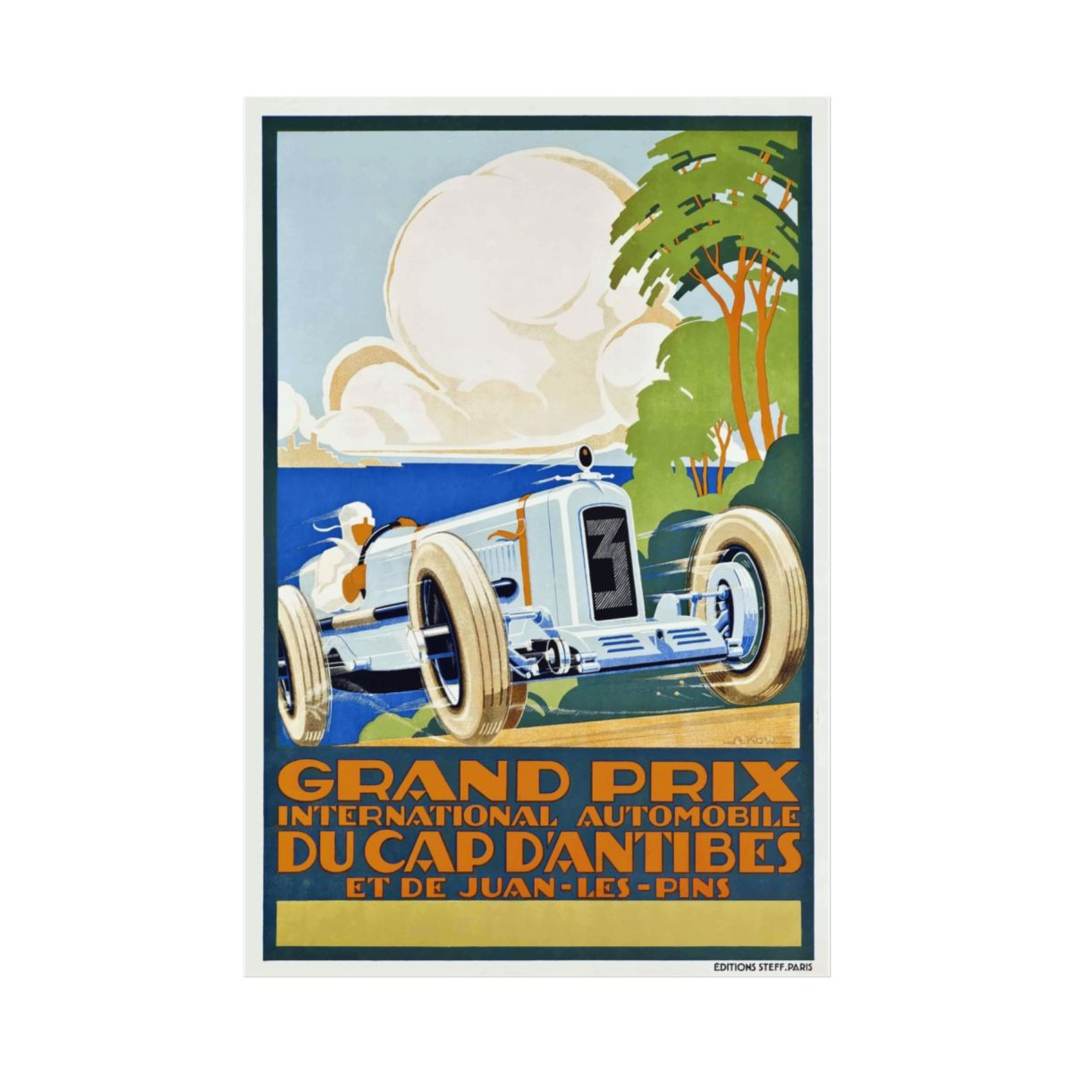 Rolled Posters, Vintage Gran Prix Wall Art Print, Retro Racing Poster