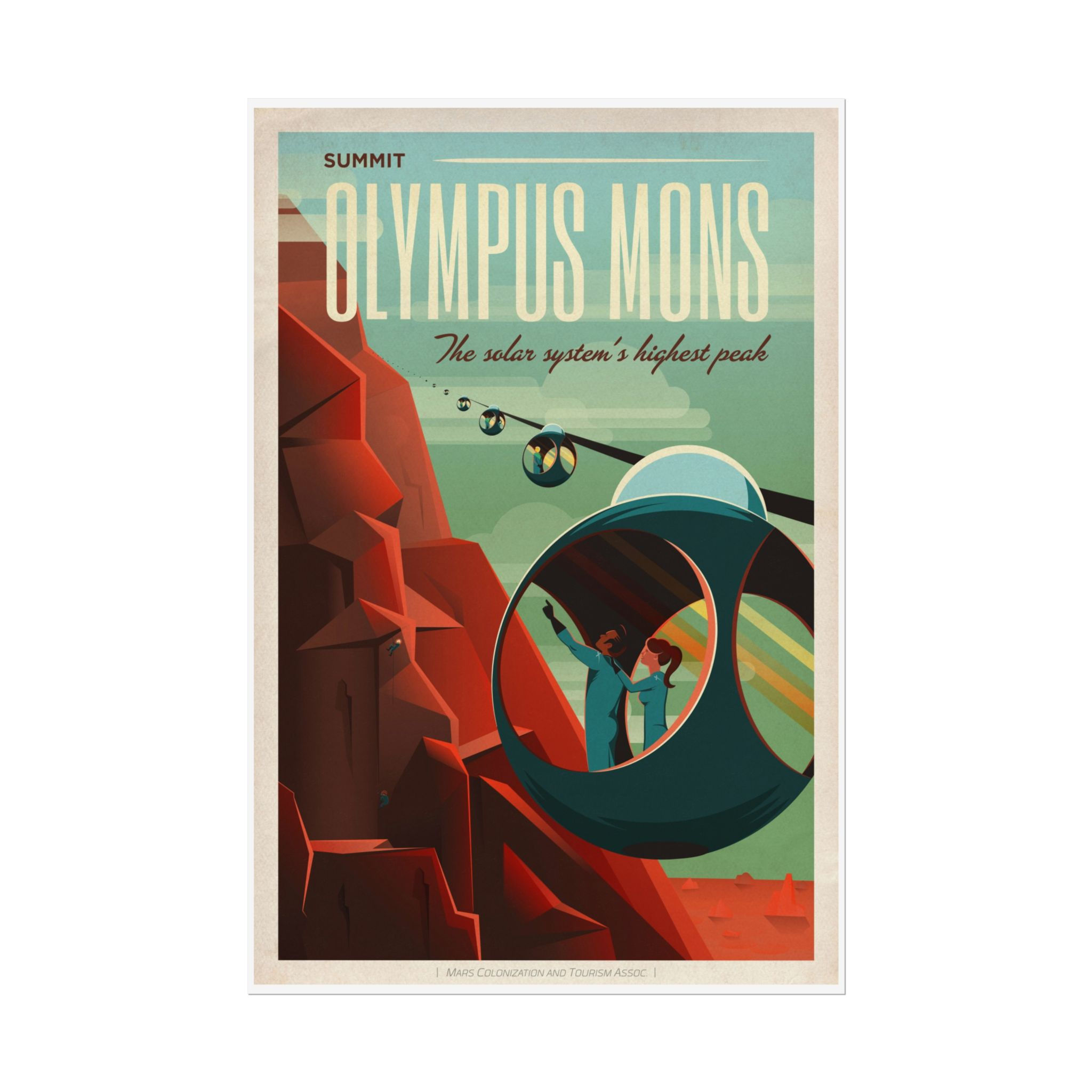Retro Sci Fi Rolled Posters, Vintage Visit Mars Art Print, Wall Decor Gift