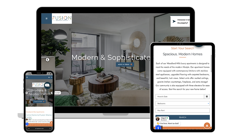 Fusion Warner Center Apartments Website Design
