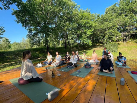 A yoga and dance deck in the nature in italy.