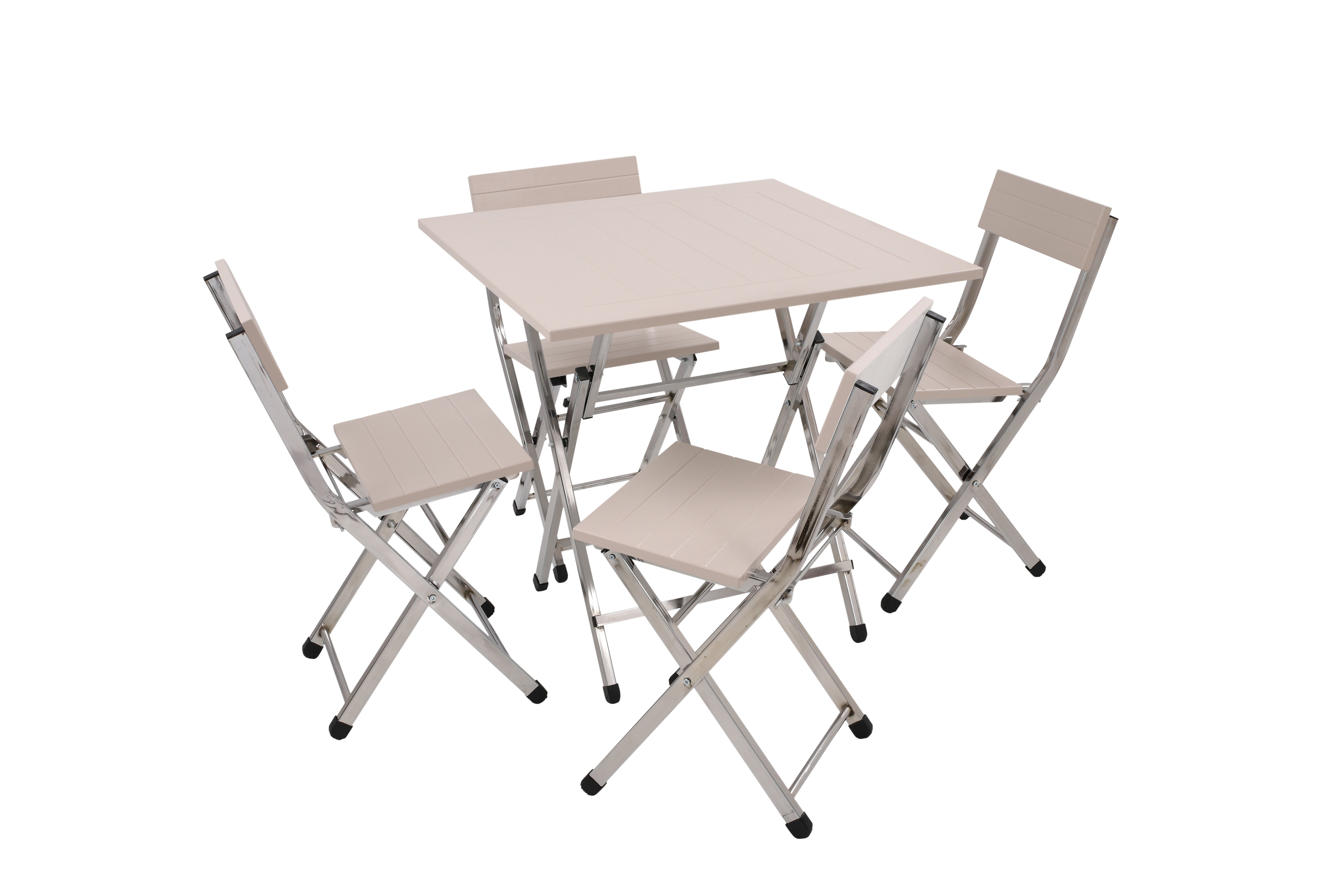 VL-618 80x80 cm Jasmin Katlanır Membran Masa 4 Sandalye Set