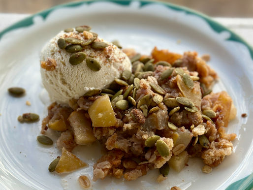 Pear Ginger Crisp with Pumpkin Seed Topping