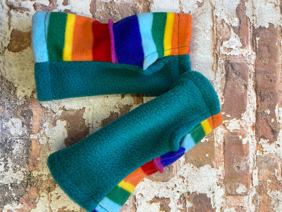 Thumbnail: Rainbow fleece ladies hand-warmers  
