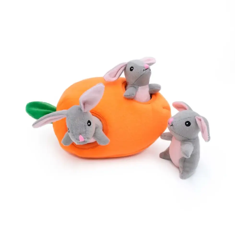 enrichment dog and cat Zippy Burrow® Bunny ‘n Carrot interactive dog toy