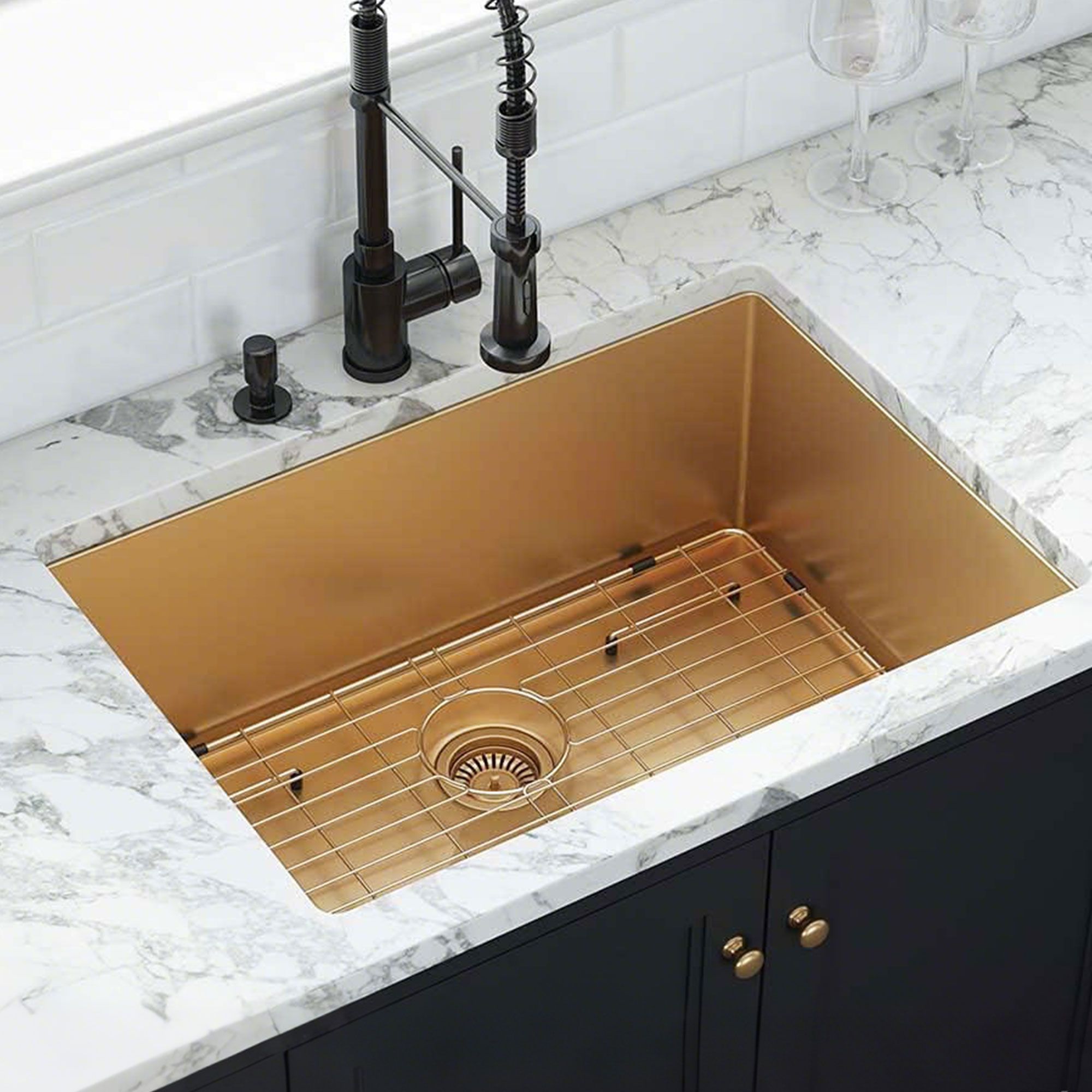 HIGOLD Single Bowl Undermount Kitchen Sink, 10inch, Nano, PVD Gold,952311-3427T