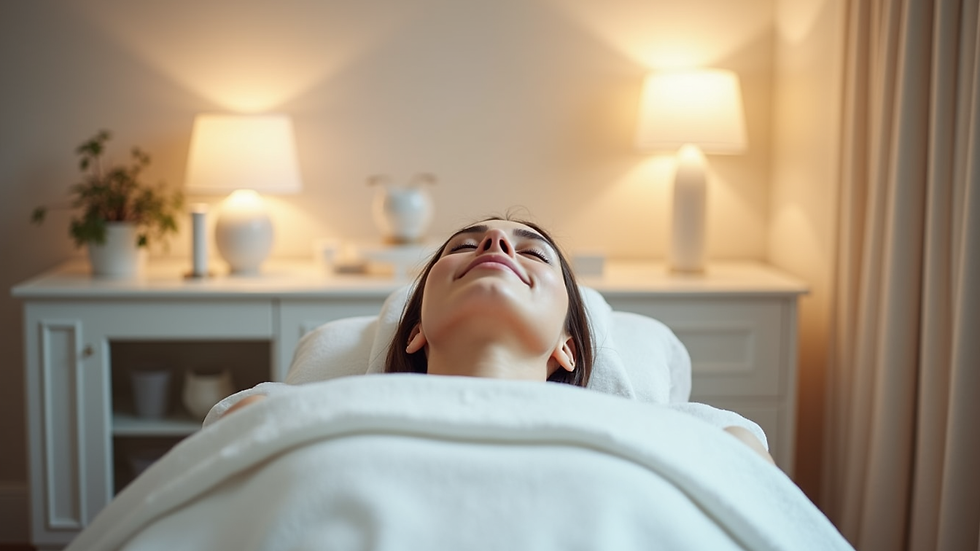 Eye-level view of a serene treatment room with endermologie equipment